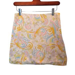 For Love & Lemons Revolve Sz S Aiko Mod Retro Mini Skirt Hippie Pastel 60s 70s